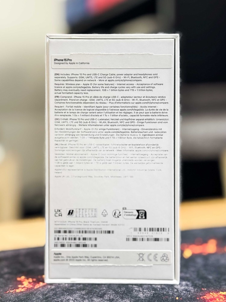 Rückseite der iPhone-Verpackung