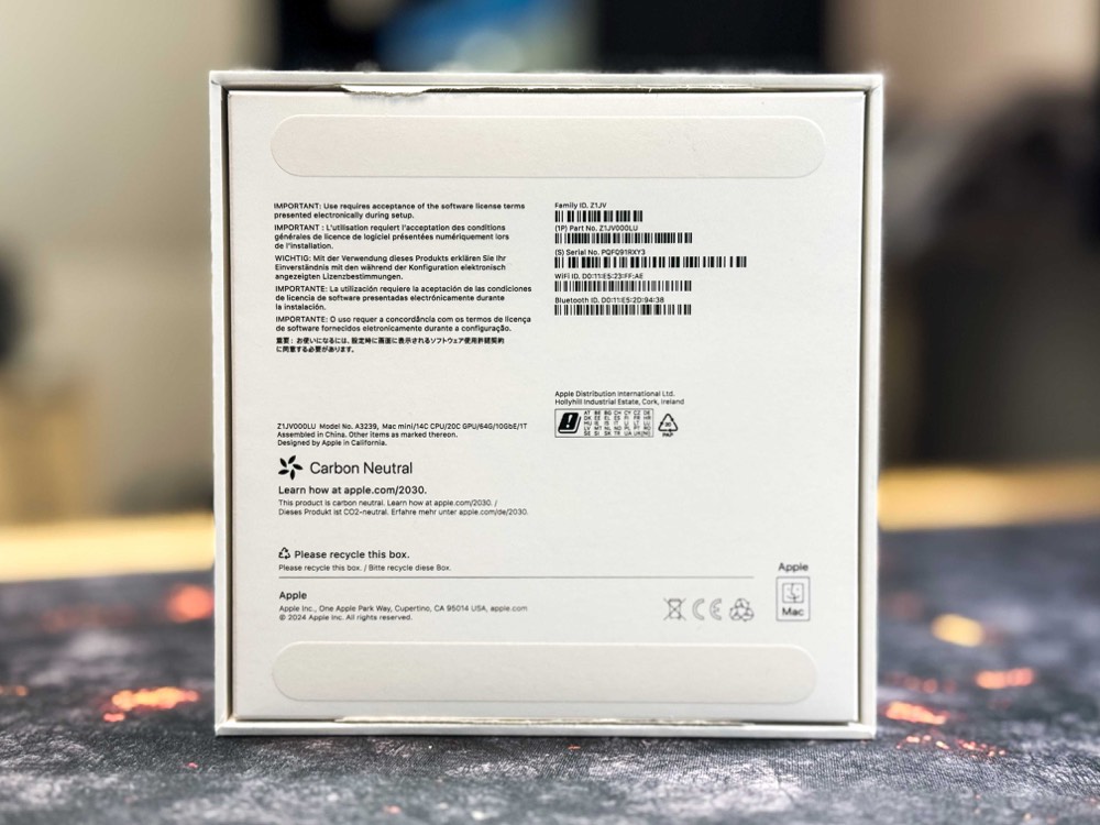 Rückseite der Mac-mini-Verpackung